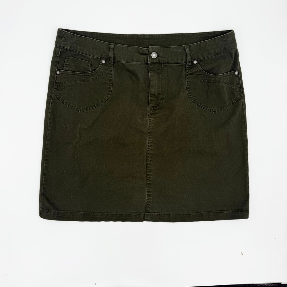 Christopher & Banks Skirt Womens 16 Green Denim Stretch Dark Wash Regular Fit